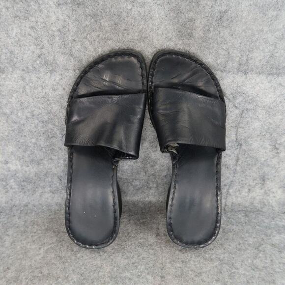 Reaction Shoes Womens 7 Sandals Kenneth Cole Slide Wedge Leather Black Classic - Picture 7 of 14